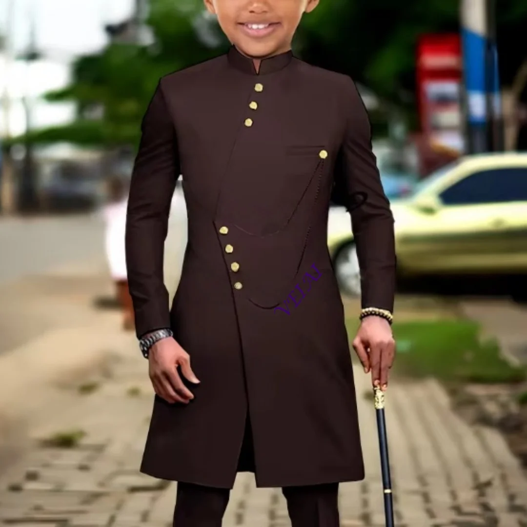 CustomizedAfrican Style Boys Suit 2 Piece Blazer Pants Formal Single Breasted Clothes Wedding Kids Tuxedo Teen Performance Dress view 3