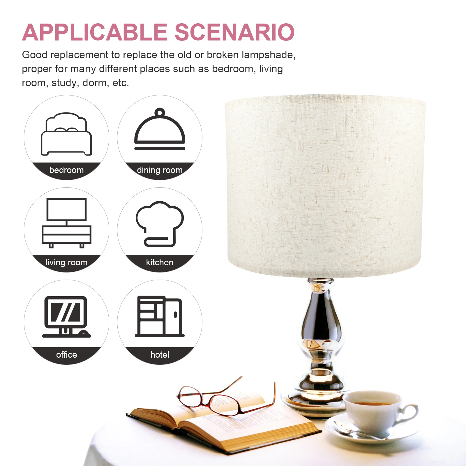 

Linen Lamp Shade Table Light Cover Replacement Fabric Home Decorative Floor Lamp Shades Small Bedroom Living Room Office Hotel