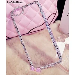 LaMaDiaa-Bling Diamond Case for iPhone 15, 16, 12, 13 Pro Max, 7, 8, Soft Transparent Glitter Rhinestone Back Case