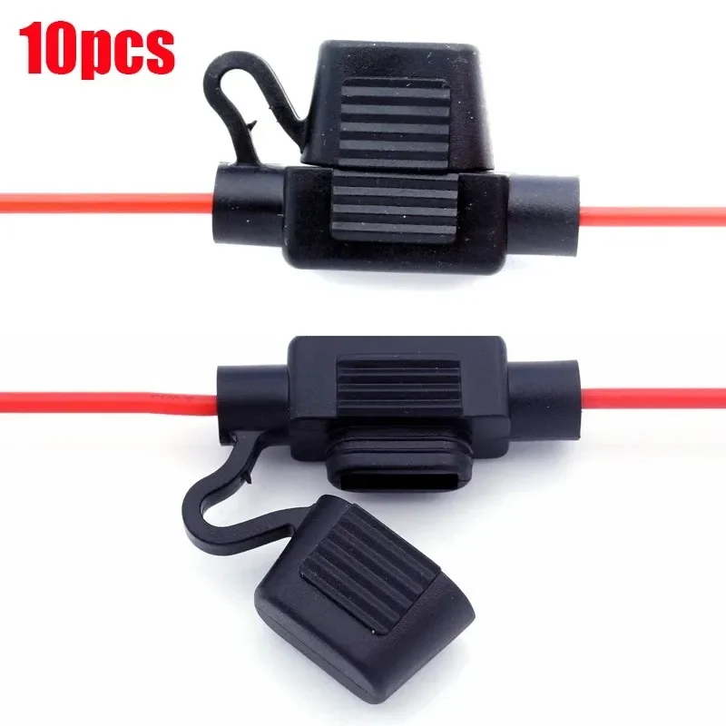 10 Stück Auto-Sicherungshalter Standard 12V Wasserdichter Inline-Mini-Flachsicherungshalter 30A DC-Einsatz für Trennschalter-Steckdose