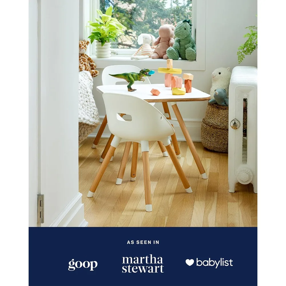 HOME - مجموعة اللعب، مجموعة طاولات وكراسي الأطفال مع طاولة أطفال خشبية مستدامة ومجموعة من مقعدين دلوين غير سامين، آمنة #4
