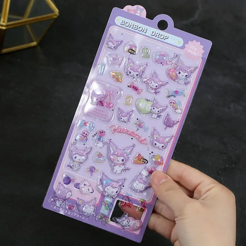 

Cute Hello Kitty Stickers Kawaii Cartoon Anime Toy Relief Decoration Supplies Desktop Accessories Student Girl Gift Wholesale