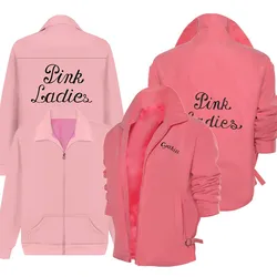 Grease Cosplay Pink Ladies Jacket Costume Retro 1950s Casual Coat Adult Women Hoodie Outfits Halloween Carnival Party Suit