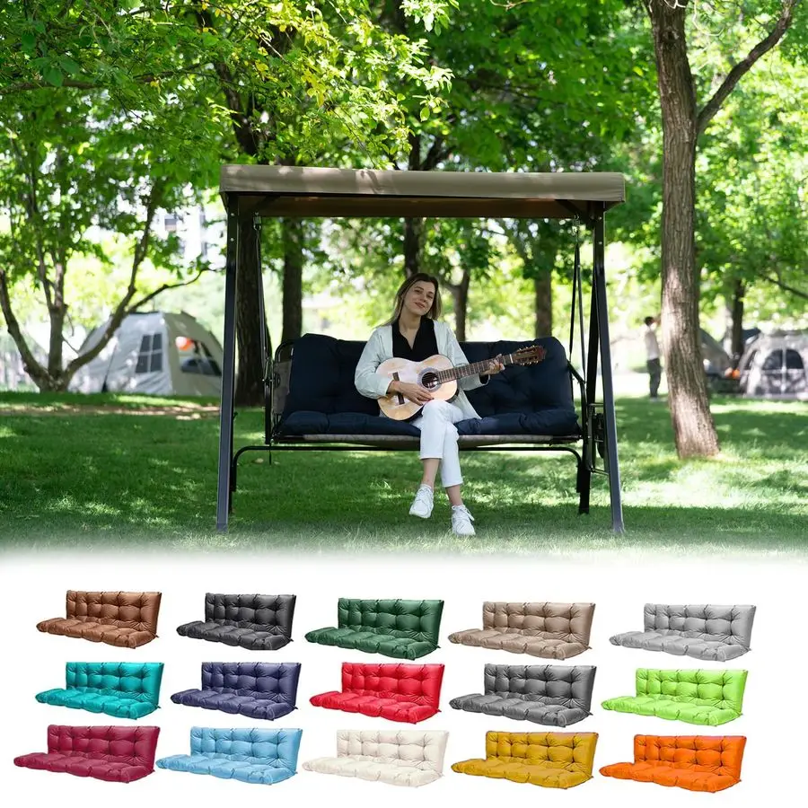 

Outdoor Swing Cushions,Waterproof Swing Cushions 3 Seater Replacement with Backrest,Outdoor Thickened Bench Cushion with Ties f