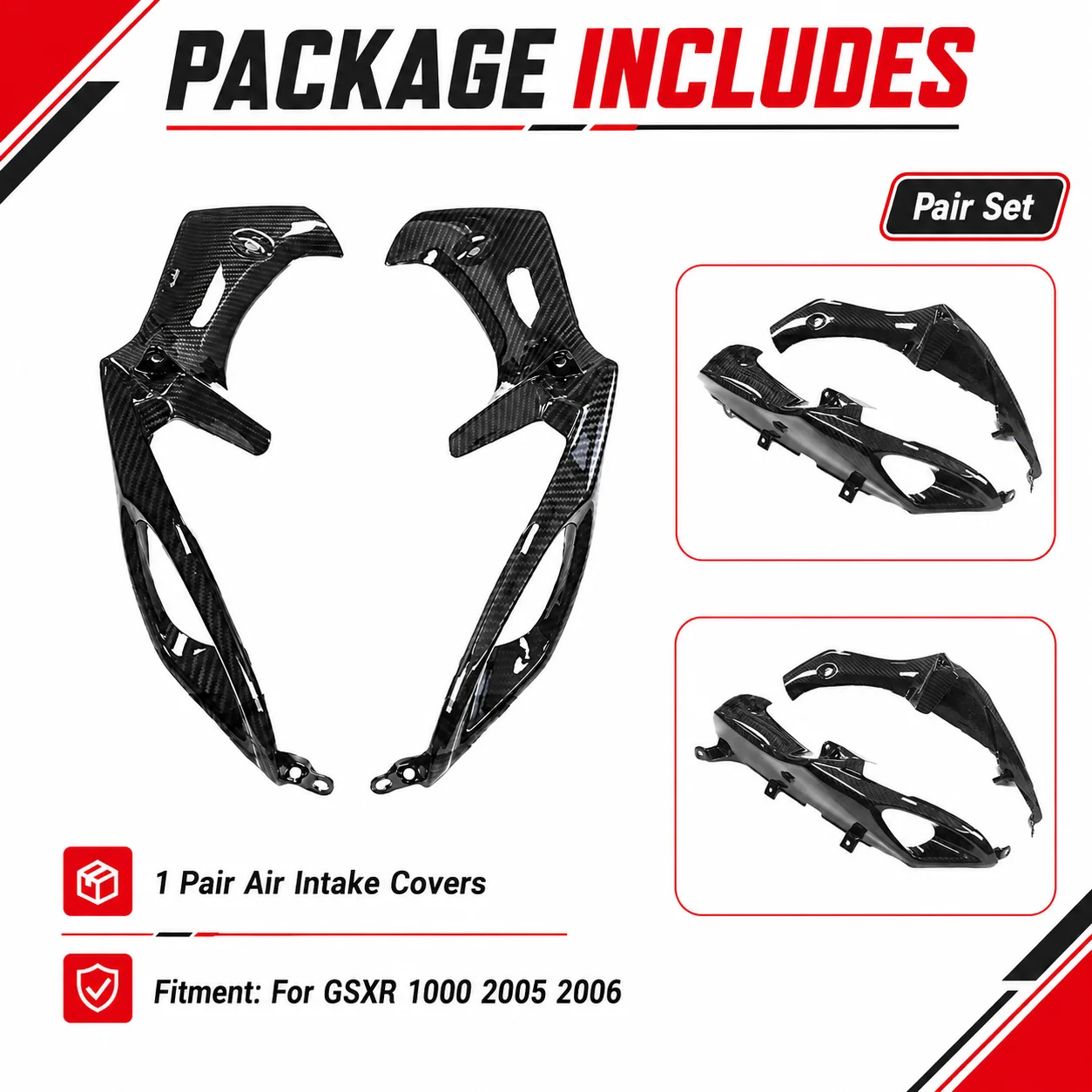 Fit For Suzuki GSX-R GSXR 1000 2005 2006 K5 K6 Carbon Fiber Color Air Intake Covers - view 6