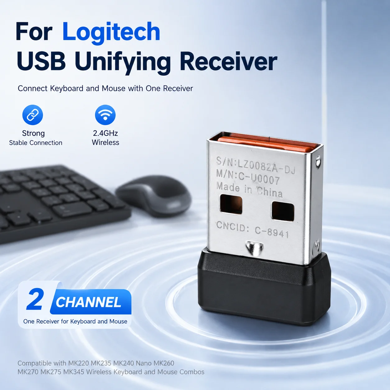 USB Receiver Replacement for Logitech MK220 MK235 MK240 Nano MK260 MK270 MK275 MK345 Wireless Mouse Keyboard Combo Accessories