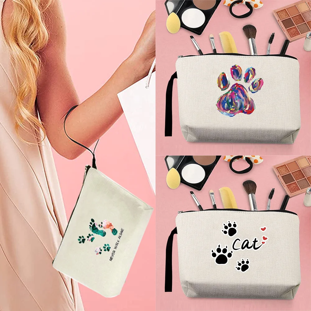 Cosmetic Case Footprint Series Bridesmaid Makeup Bag Travel Storage Clutch Pouch Wallet Sundries Storage Package Zipper Purse