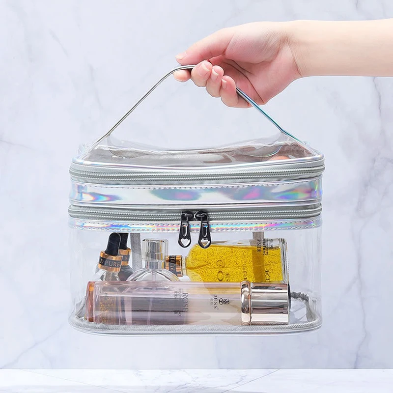 Travel Cosmetic Bag Female Net Celebrity Large-capacity New Portability Transparent Makeup Tote Waterproof PU Travel Accessories