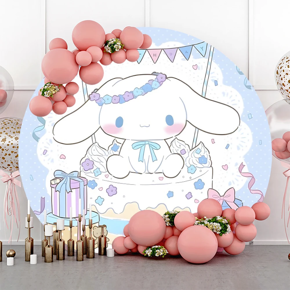 Cinnamoroll Elastic Round Circle Backdrop For Photography Photo Background Baby Shower Birthday Party Decoration babyCinnamoroll