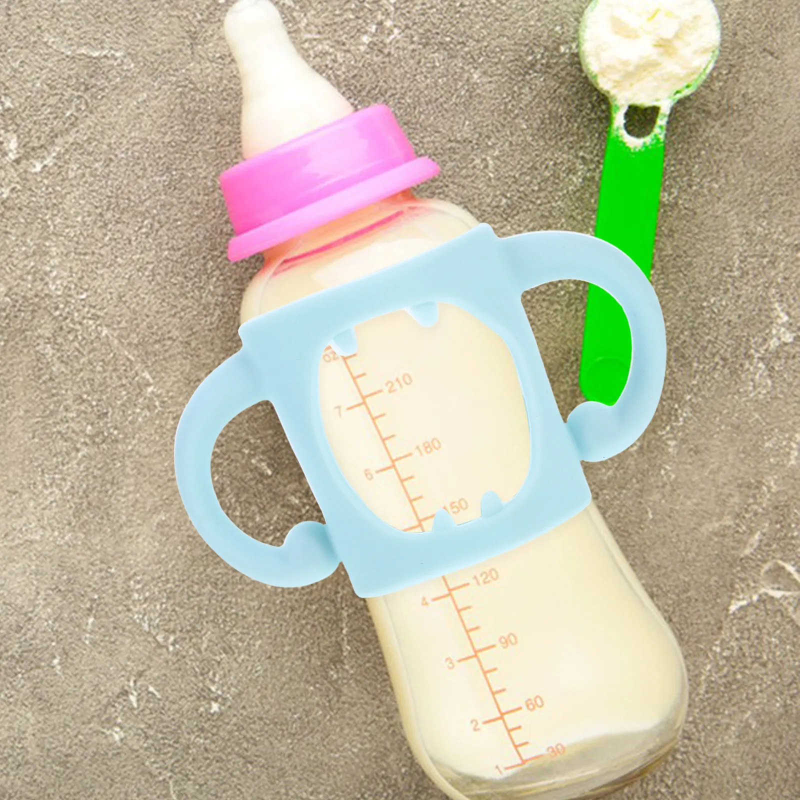 

Silicone Baby Bottle Protector Anti Breakage Sleeve Skyblue Feeding Bottle Cover Handle Grip Durable Lightweight Portable Heat