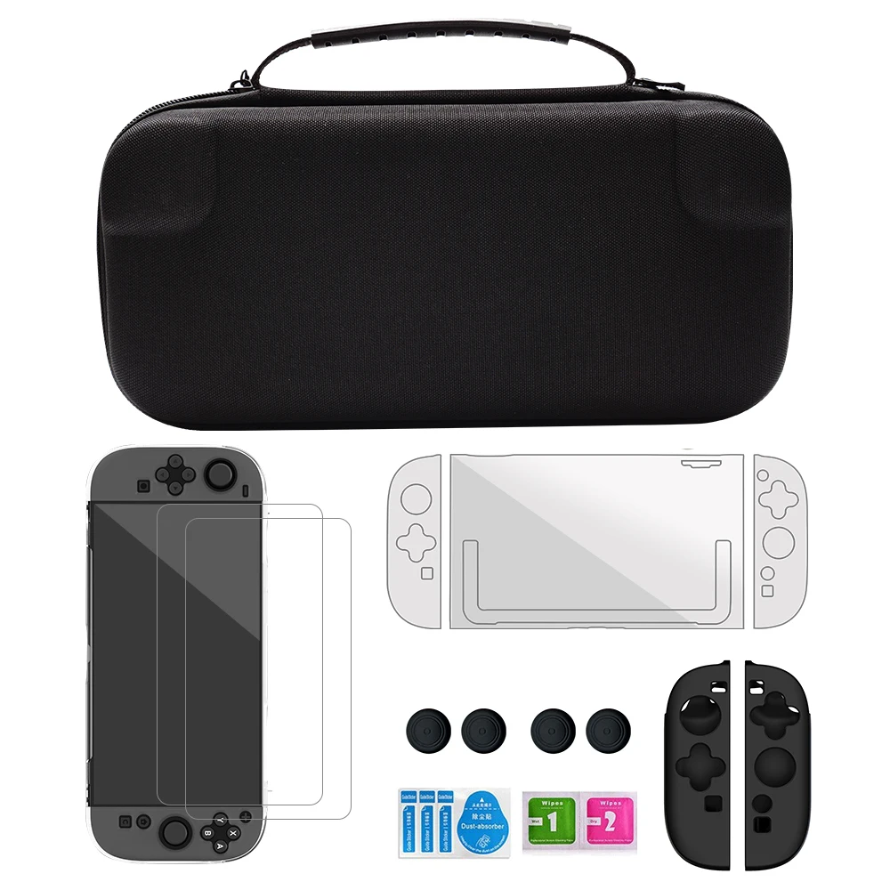 

10 in 1 Accessories Set Crystal Cover Storage Bag for N Switch 2 2025 NS2 Model with Protective Film Joystick Silicone Case