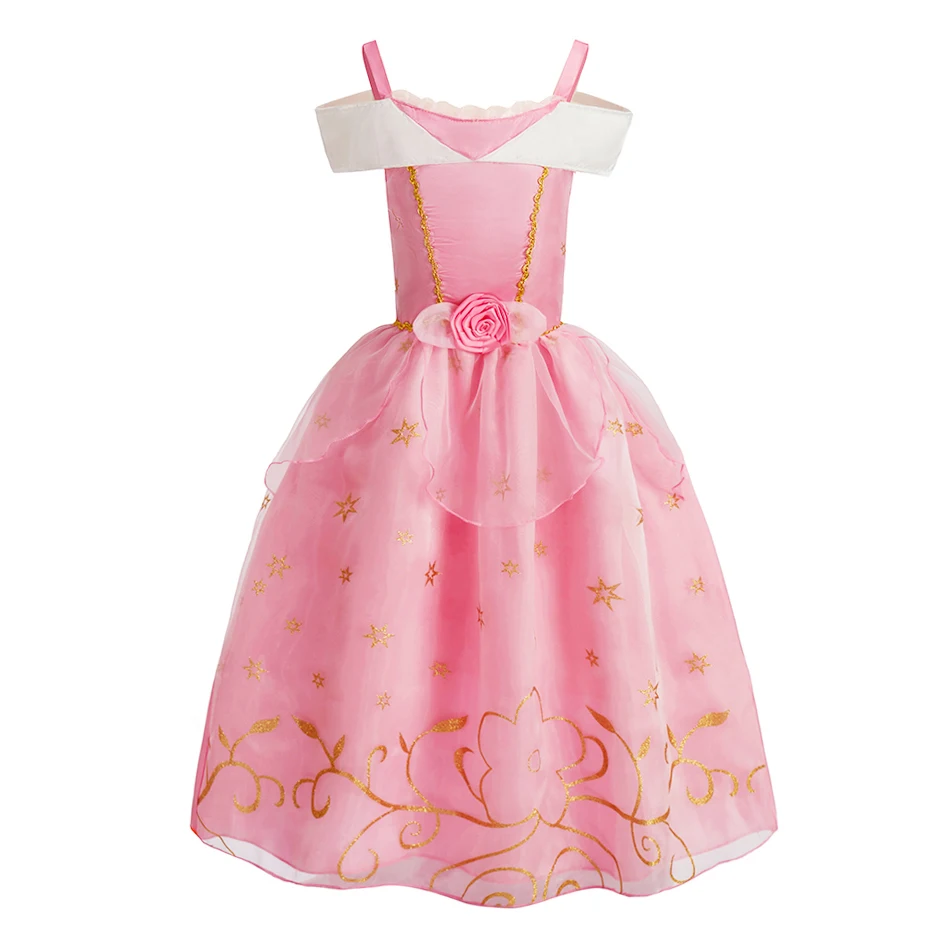 Adorable Pink Princess Dress with 3D Rose Waist Ideal Gift for Flower Girl Pageant Birthday Carnival Party Costume