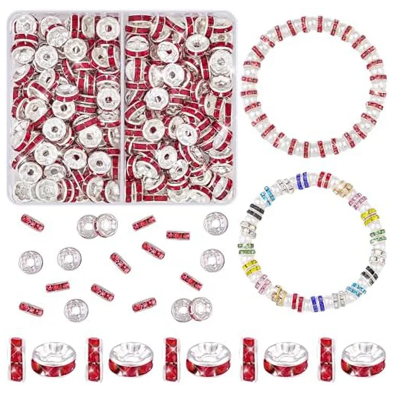 8Mm Spacer Beads For Crafting, 15 Colors Rondelle Spacer Beads Box, Fancy  Crystal Rhinestone Beads-AB52