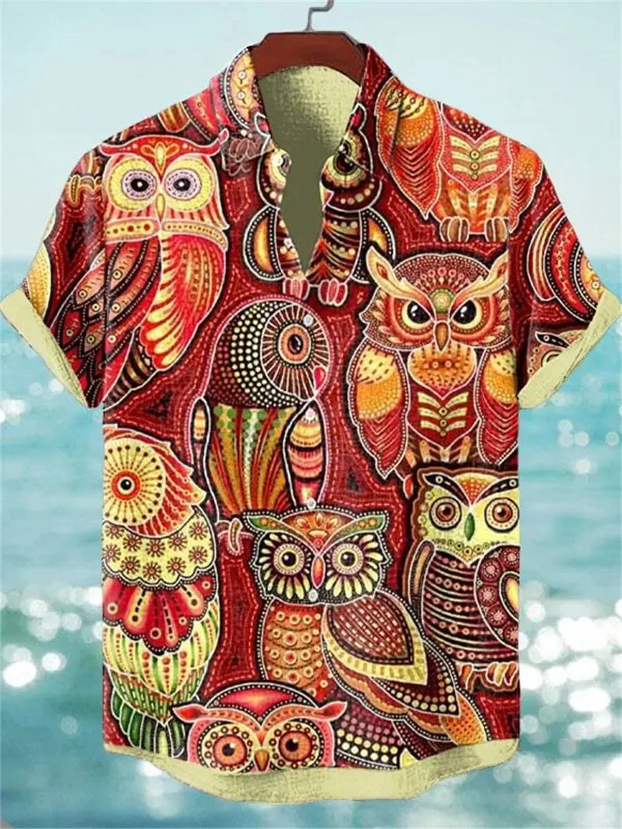 2025 Men's Summer Refreshing, Cool and Comfortable Linen Short sleeved Shirt Elegant Pattern Printed Button Top