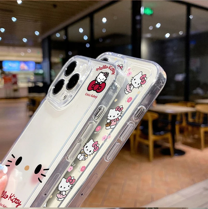 حافظة هاتف هالو كيتي ثلاثية الأبعاد لهاتف آيفون 17 16 برو ماكس 17 اير 16e 15 14 12 13 11 برو ماكس X 16 بلس 13 غطاء صغير شفاف