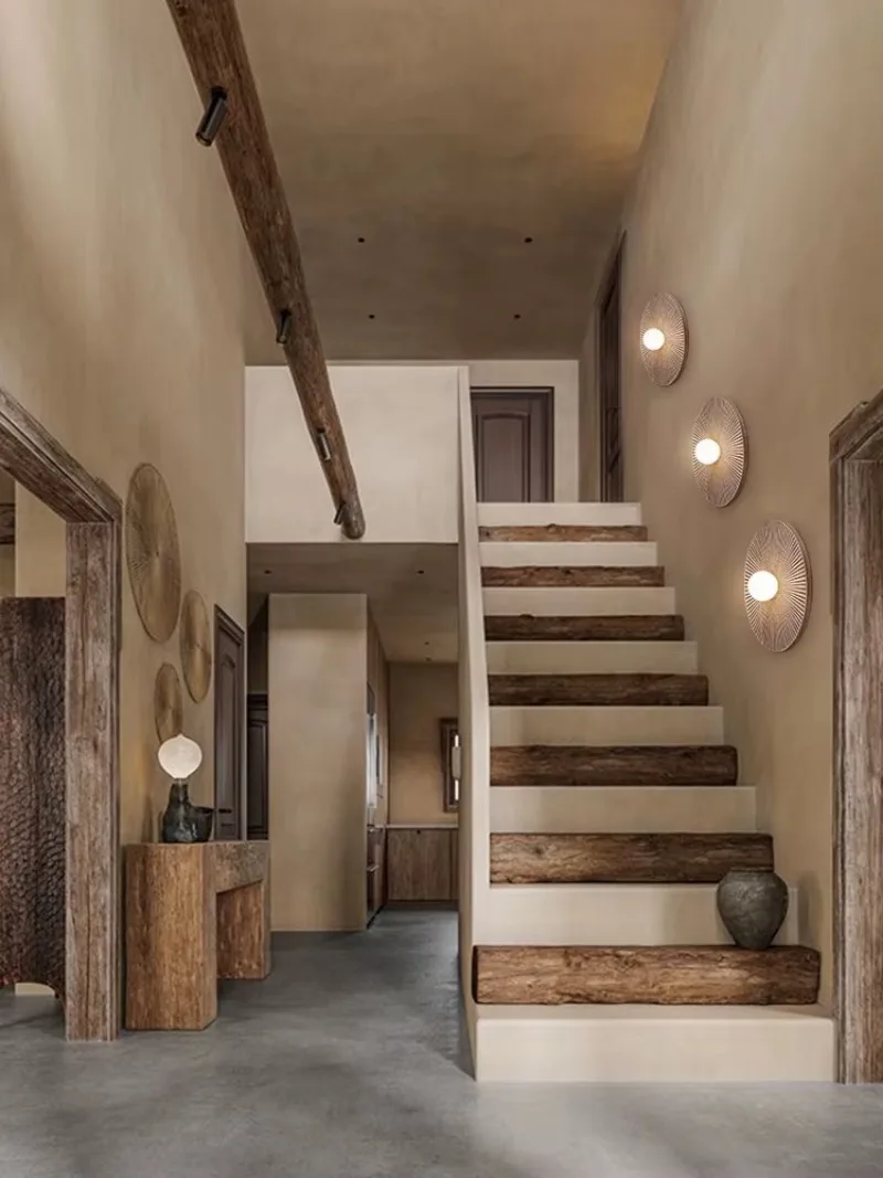 Quiet wind wall lamp Japanese retro B&B wall decoration bedroom bedside lamp coffee shop Zen teahouse living room lamp