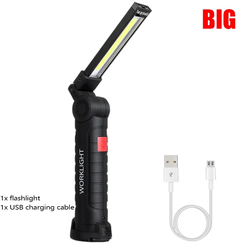 Nieuwe draagbare COB LED-zaklamp USB oplaadbare werklamp Magnetische Lanterna-hanglamp met ingebouwde batterij Campingzaklamp
