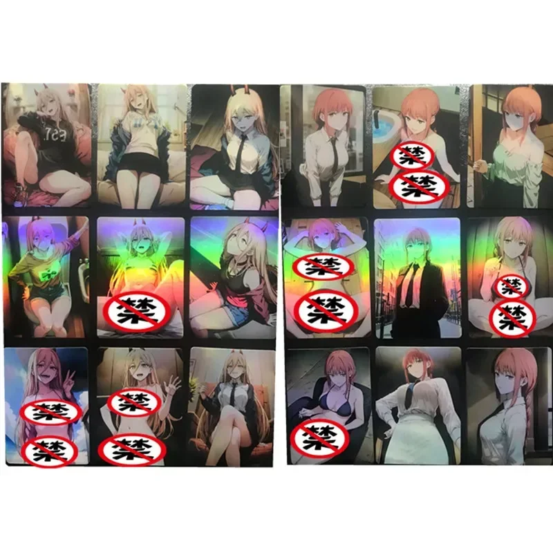 18 pz/set Anime Sexy Naked Cards Chainsaw Man Power Makima Yoru Girls Boutique Set Hobby Toy Gift carte da gioco classiche da collezione