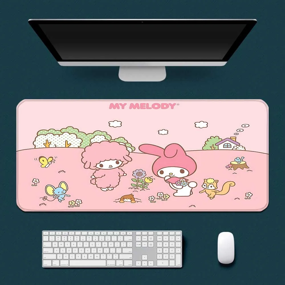 Cartoon Melodys cute Mousepad HD Printing Computer Gamers Locking Edge Non-slip Mouse Pad XXL90x40cm Keyboard PC Desk Pad