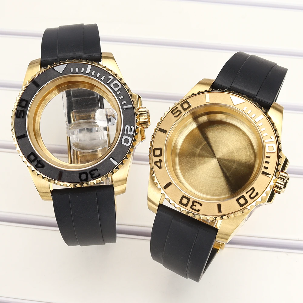 40mm 20ATM Uhrengehäuse NH 35 Gummiarmband Saphirglas für NH35 NH36 NH34 4R 7S26 Miyota 8215 ETA 2824 Gold Silber Gehäuse NH35 Yacht – Detail 12