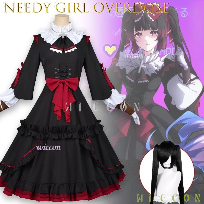 

‌NEEDY GIRL OVERDOSE Hell Blood Rose Michica Gokubara Gothic Lolita Cosplay Dress Women Anime FullSet Sweet Party Princess Dress