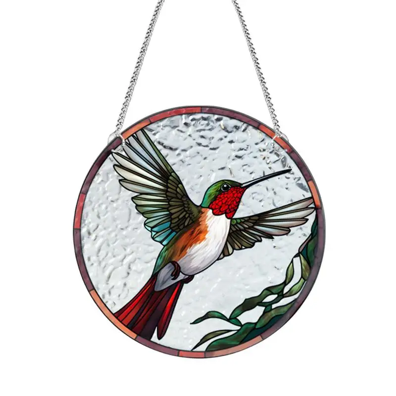 

Hummingbird Window Suncatcher 8in Garden Sun Catchers Indoor Bird Stained Art Painted Hangings Acrylic Decorative Rainbow Maker