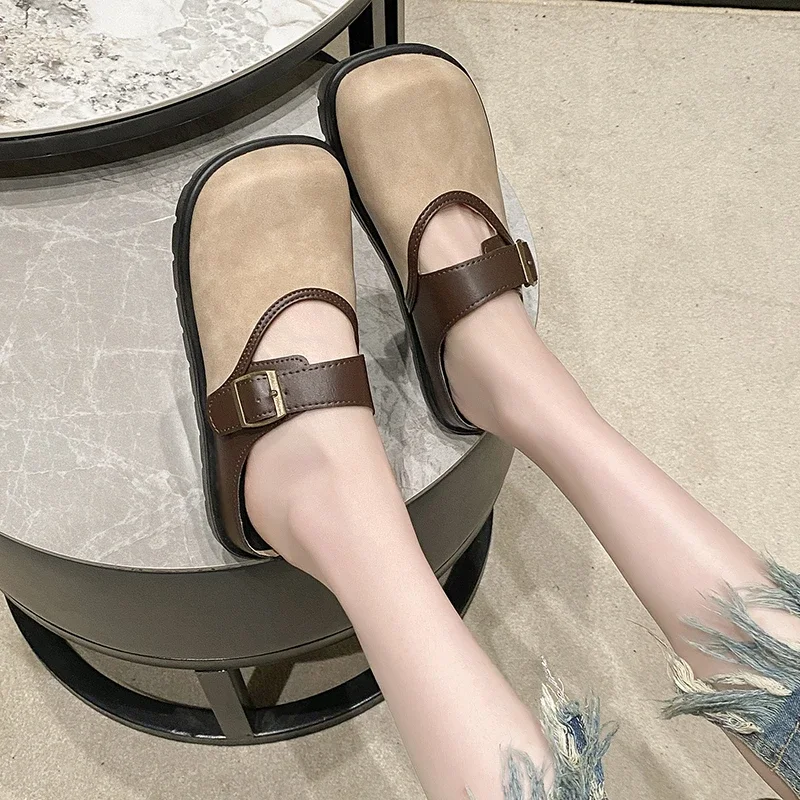 Sapatos femininos de toe quadrado, flats casuais, sandálias ao ar livre, chinelos aconchegantes, estilista de verão, novo, 2024