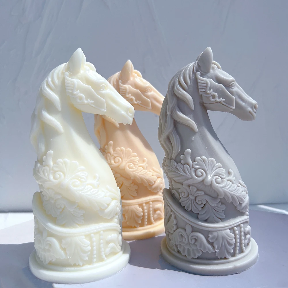 Ritter Statue Kerze Silikon form Büste Reiten Skulptur Kunst Figur Tier Pferdekopf Kerzen form