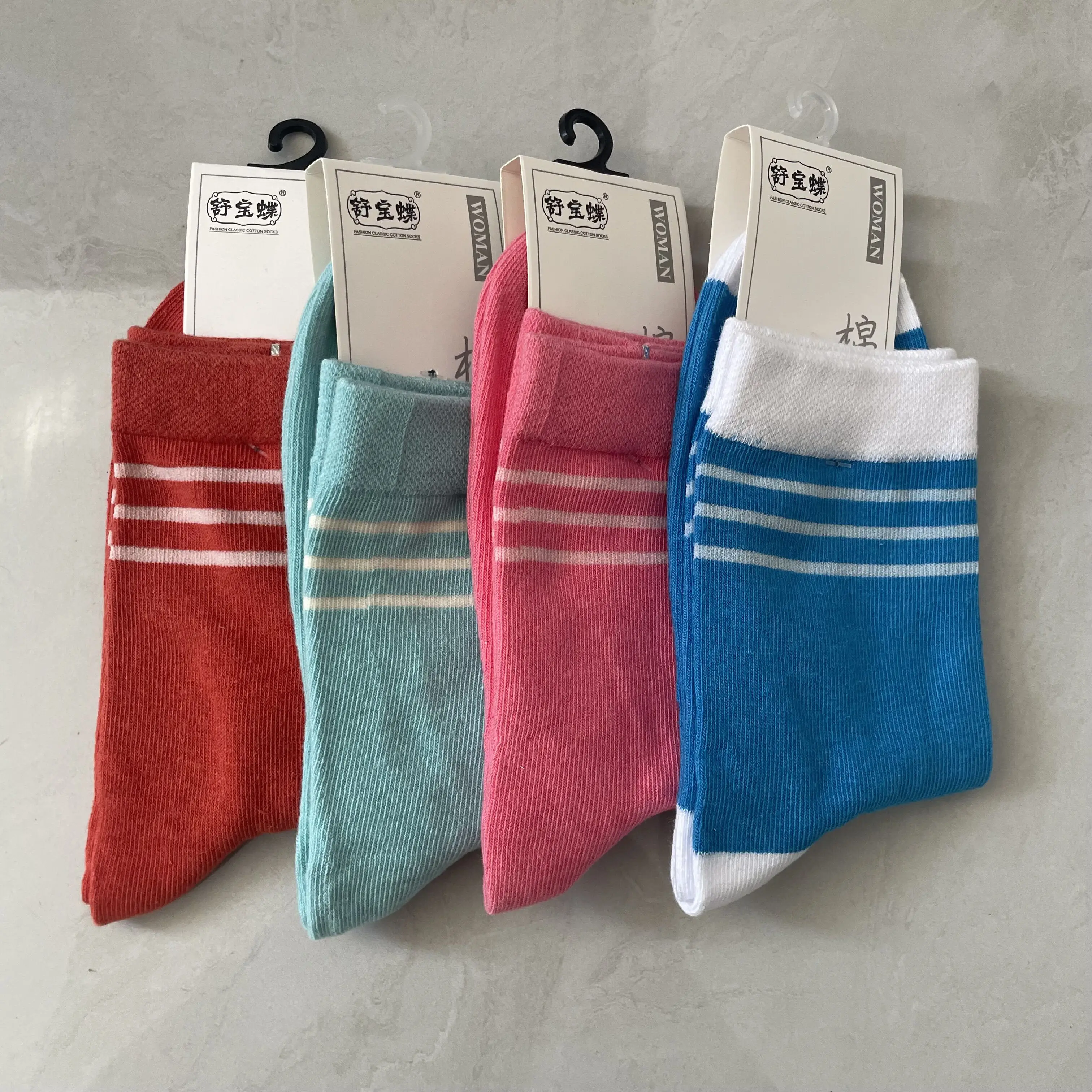 

2023 New Fashion Stripe Women Socks ComfortableBreathable Pure Cotton Female Mid length Socks