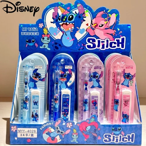 Imagen 1 del producto Juego de lápices mecánicos de Anime Stitch, recambio de papelería Lilo & Stitch, no es fácil de romper, lápiz automático de plomo, venta al por mayor, 6/24 Uds.