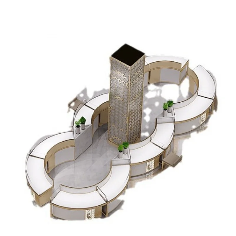 Custom. Store-Wide Design Mall Atrium Jewelry Showcase Commercial Gold and Silver Jewelry Display Container with Lock Glass Disp