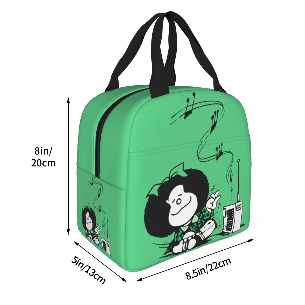 Mafalda Music Insulated Lunch Bag Thermal Bag Lunch Container Quino Argentina Cartoon Portable Tote Lunch Box Picnic