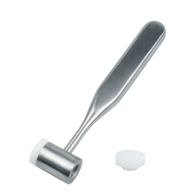 Dental Implant Bone Mallet Hammer with Double-Headed Replaceable Pad Stainless Steel Handle Teeth Surgical Extraction Tool