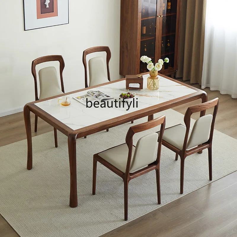 

North American black walnut dining chair Nordic solid wood home backrest book chair