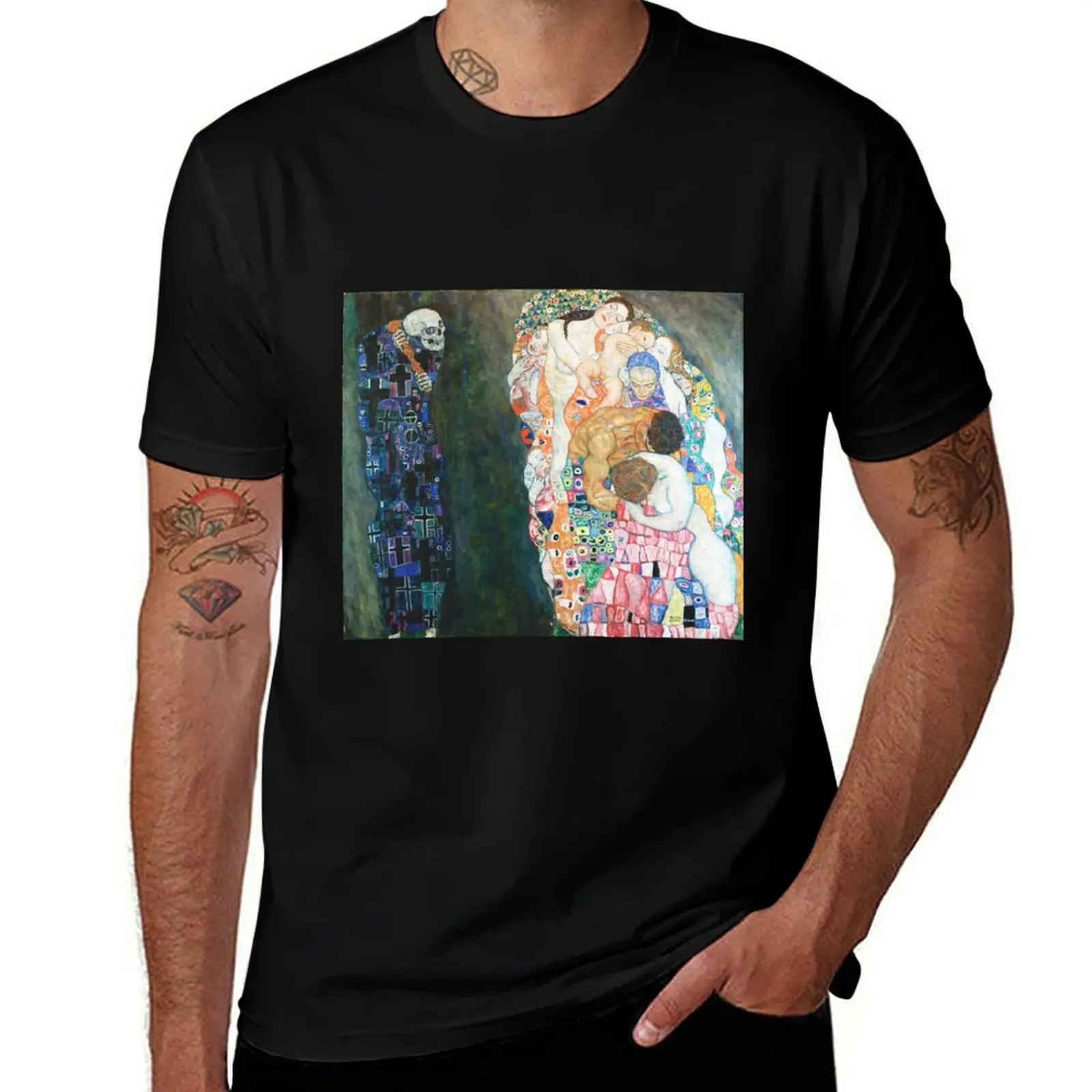 HD. Death and Life, by Gustav Klimt . HIGH DEFINITION T-Shirt All Match Print Short Sleeve Top