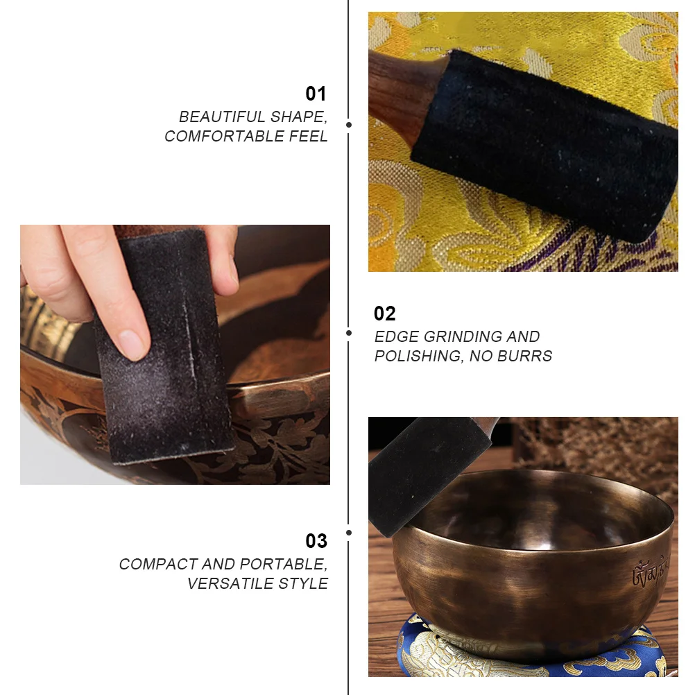 وعاء الموسيقى التبتية عصا 2 قطعة وعاء الصوت الخشبي مطرقة للتأمل البوذية اكسسوارات شفاء أداة أداة عدة