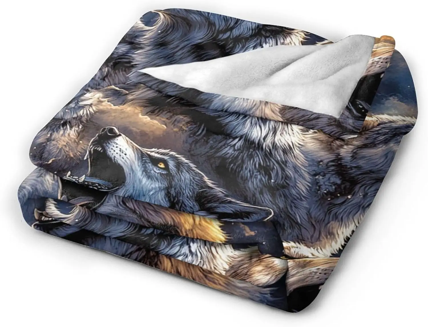 VIKAMA Coperta con lupo Coperta stampata con lupi, adatta per la decorazione del divano letto, morbida e confortevole, calda coperta da letto