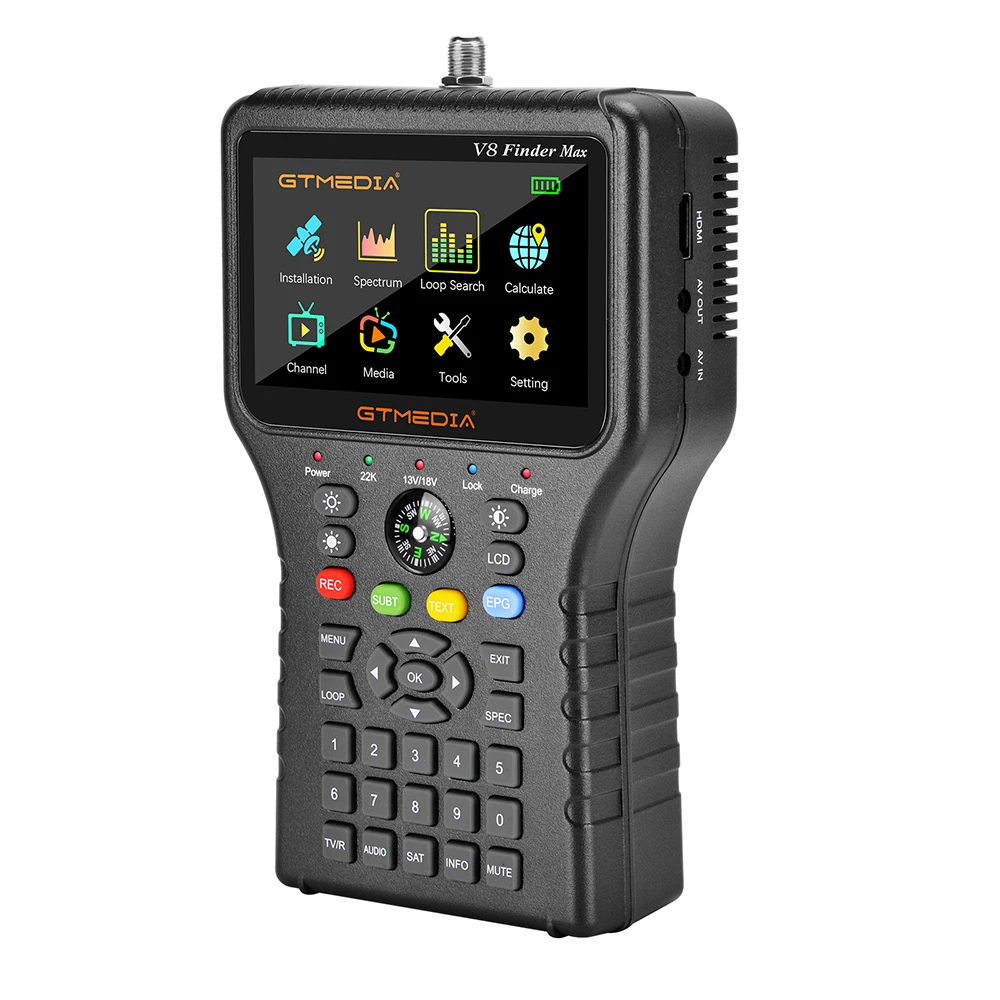 GTMEDIA V8 Finder Max H265 Handheld Satellite Finder Support DVB S2X MPEG4 4.3 Inch High Definition TFT LCD Screen