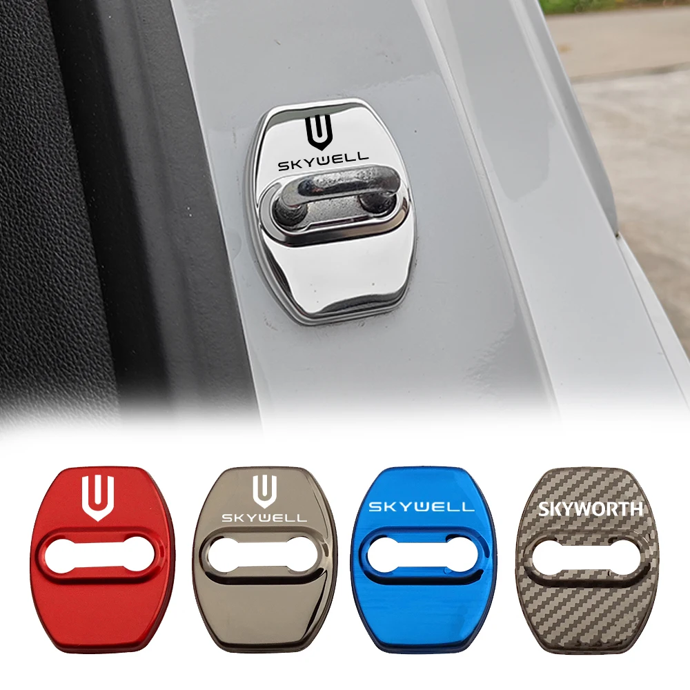 4PCS Car Door Lock Cover for Skyworth Skywell EV6 HT-i ET5 2022 2023 2024 2025 Car Door Lock Buckle Protective Cover Accessories