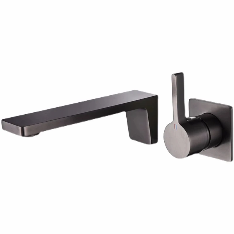 Wall-Mounted Faucet Wall-Mounted Concealed Embedded Hot and Cold Copper Gun Gray Faucet