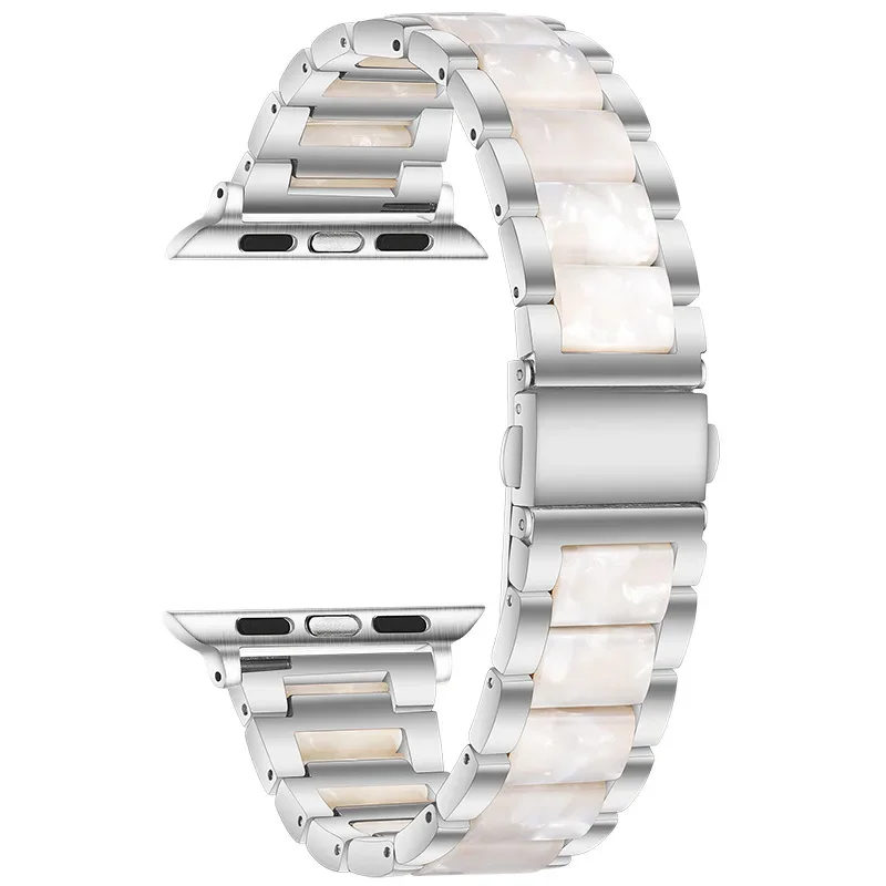 Metal Resin Strap For Apple Watch Band 44MM 40 38mm 41mm 45MM 42mm Woman Bracelet iwatch bandje dam 49mm Series 9 8 7 6