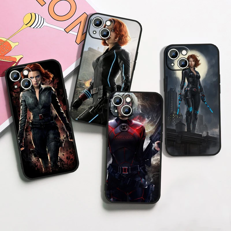 Avengers The Black Widow For Apple iPhone 15 14 13 12 Mini 11 XS XR X 8 7 Pro Max Plus Soft Silicone Black Phone Case