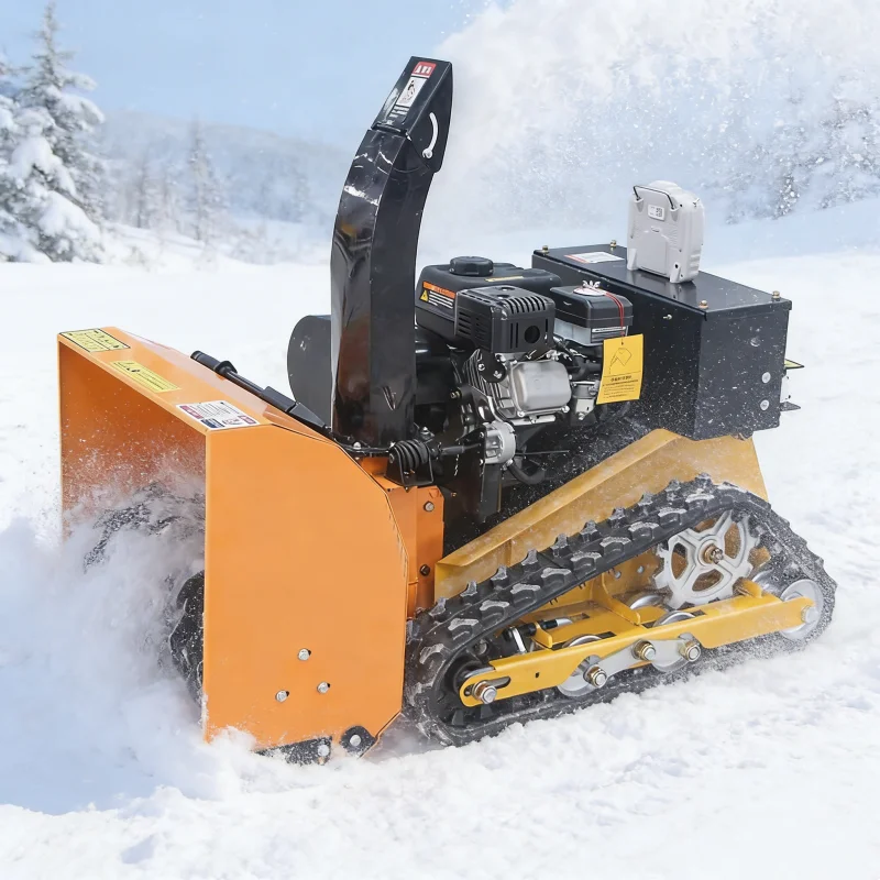 Customized Mini Remote-Controlled Snow Blower, Industrial High-power Intelligent Snow Thrower, Rubber Track Winter Sweeper