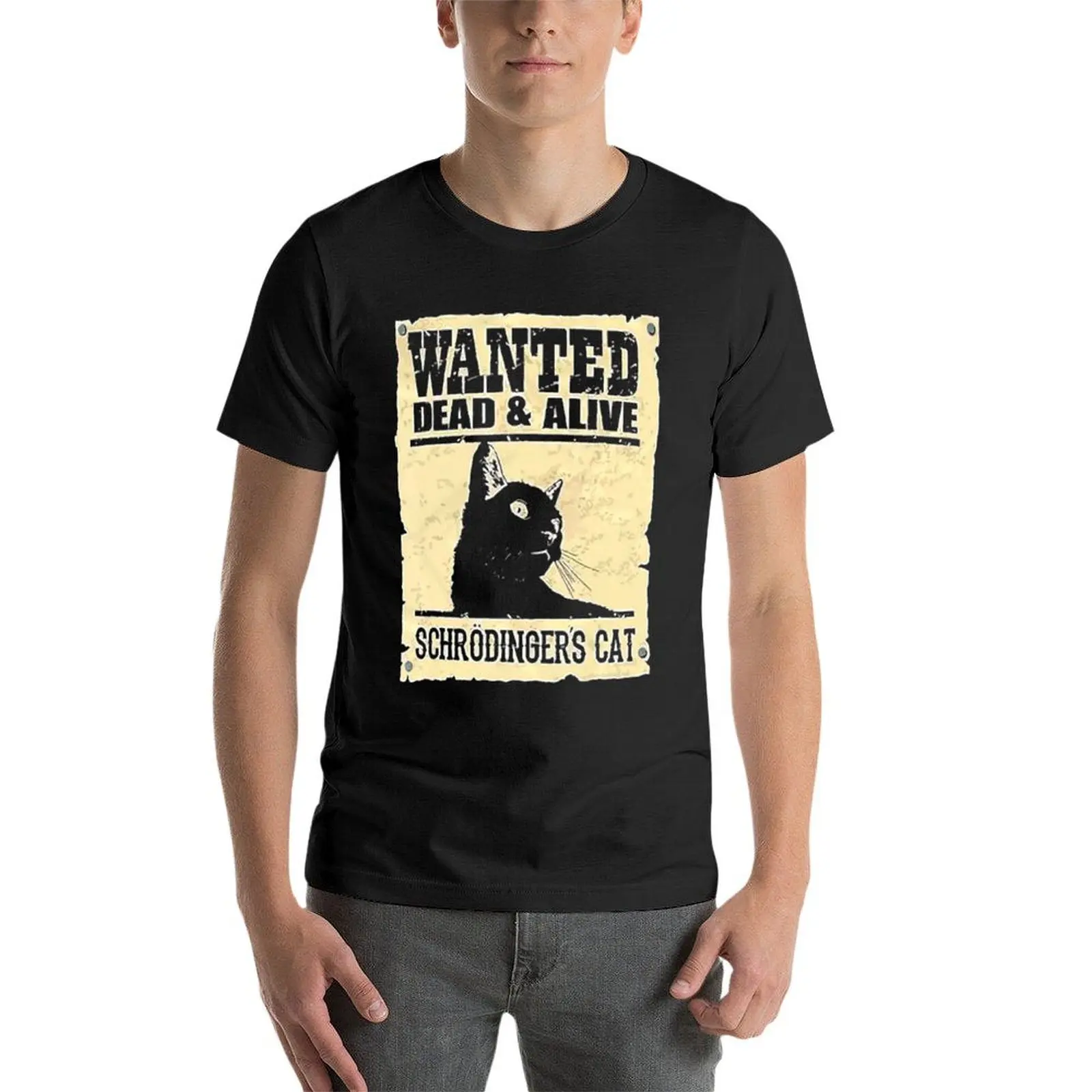 Ricercato morto o vivo Schrodinger_s Cat Funny t-shirt animal prinfor boys oversize tees abbigliamento uomo