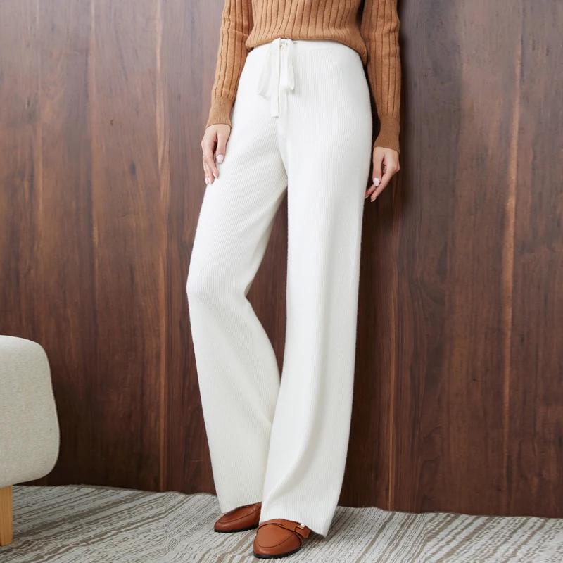 Pantalones de lana para mujer, Pantalón cargo elegante, moda coreana 100% de lana pura, novedad de invierno, gran oferta, 2022