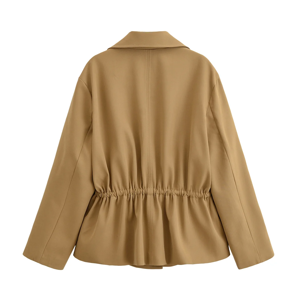 KEYANKETIAN Spring New Women's Clothing Lapel Drawstring Waist Cinching Short Windbreaker Jacket Women Casual Top Coat