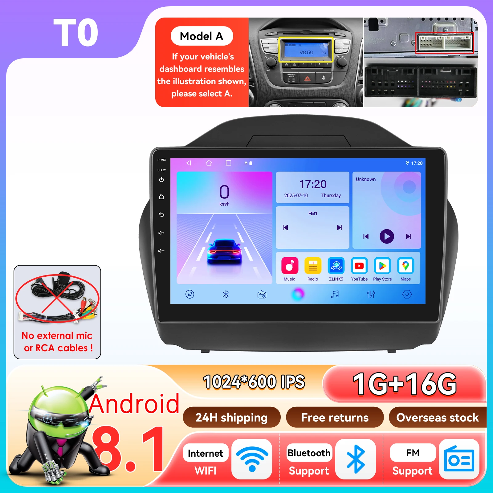 Android autoradio voor Hyundai IX35 Tucson 2 2011 - 2017 AI Voice Carplay Android Auto Stereo Multimedia Speler WiFi 2Din 360 Cam