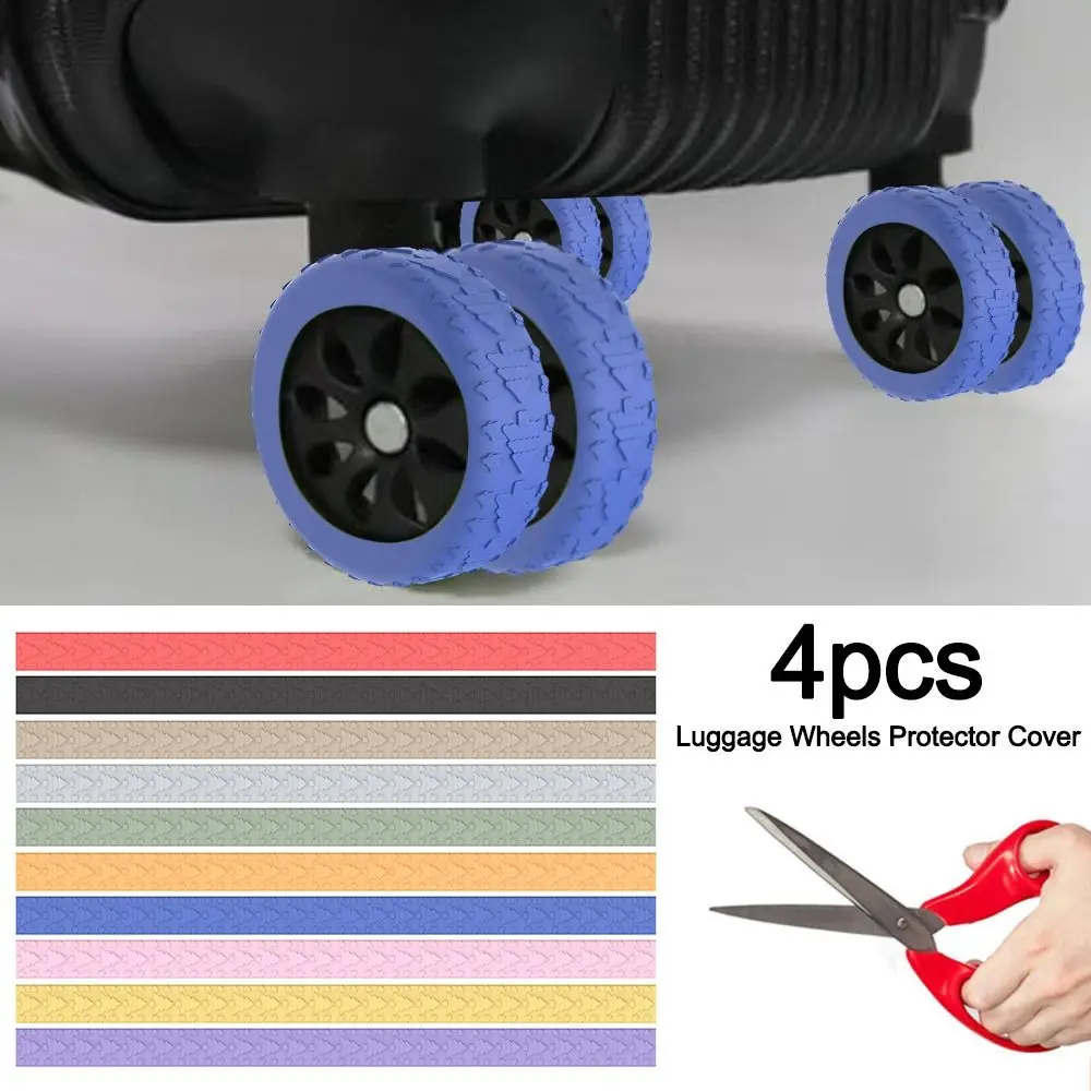 4Pcs Silicone Luggage Wheels Protector Cover Anti-slip Can Be Cropped Suitcases Wheel Protection Rings Reduce Noise