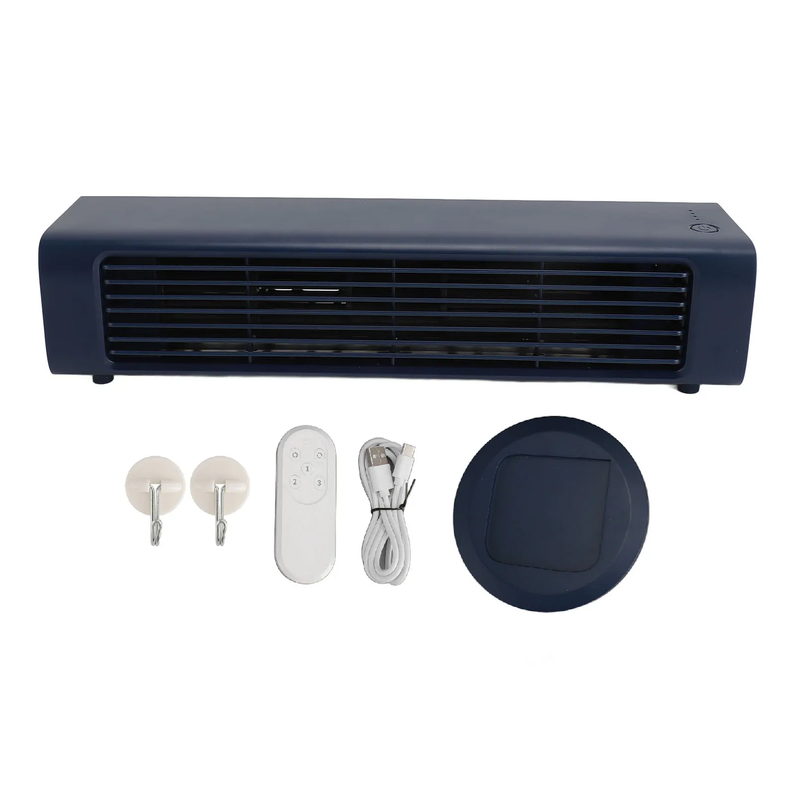 Kipas Meja ABS Tenang 3 Kecepatan Kipas Berosilasi Remote Control Portabel USB Isi Ulang Tanpa Bilah dengan 2 Kait Dinding untuk Kantor