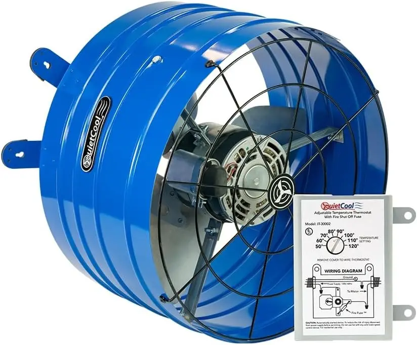 AFG PRO2.0 Attic Fan for Gable Vents 1945 CFM Adjustable Thermostat 20ft Power Cord Plug-and-Play Two Speed Capable